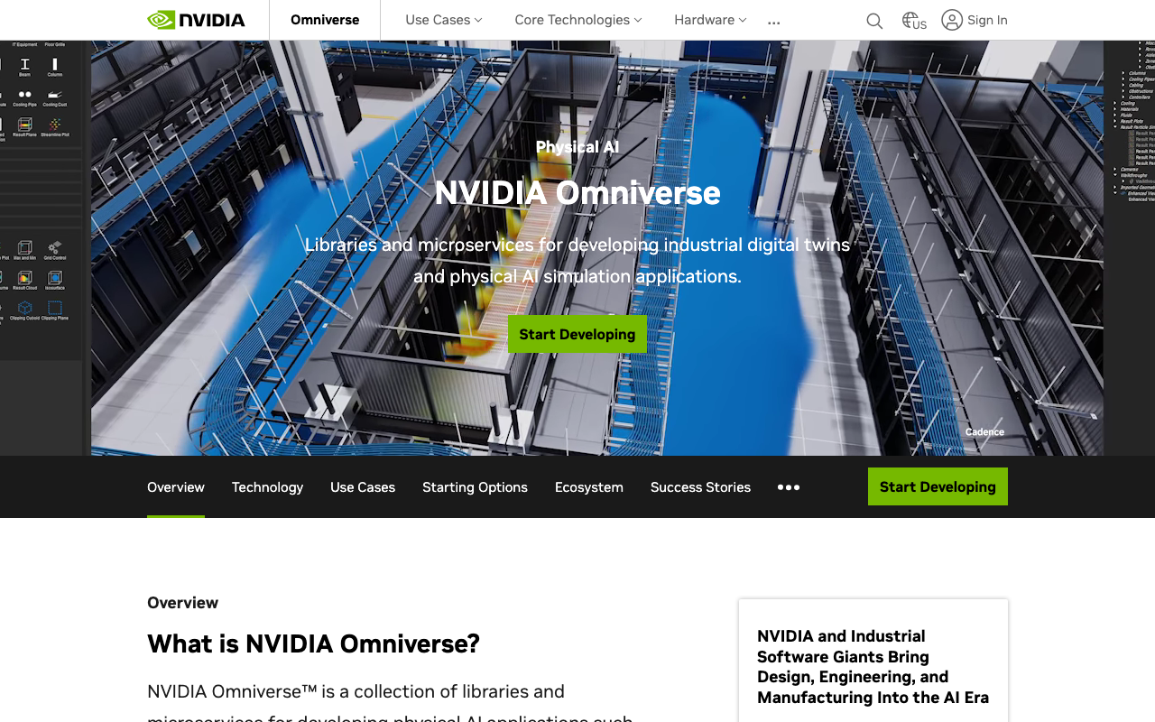 NVIDIA Omniverse homepage