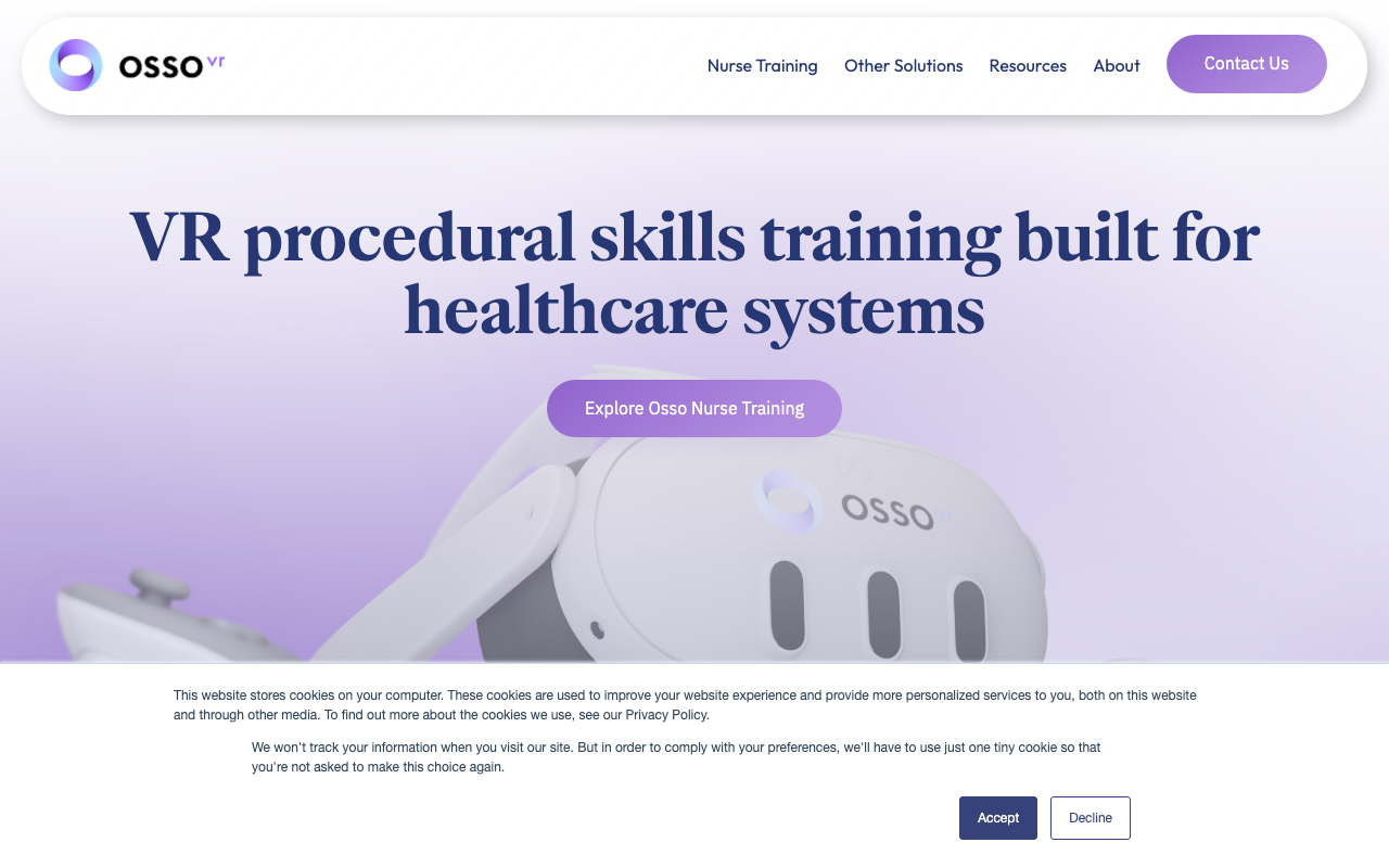 Osso VR homepage